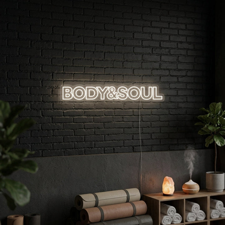 "Body and Soul, Gym Decor, Gym Quotes, Fitness Quotes, Workout Quotes" Neon Sign