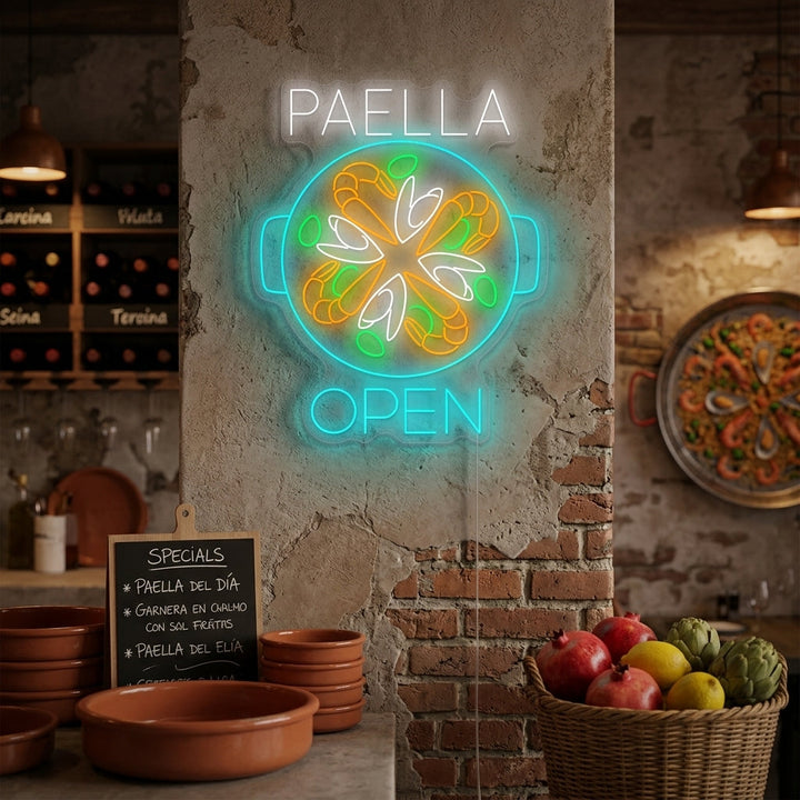 "Paella Open" Neon Sign