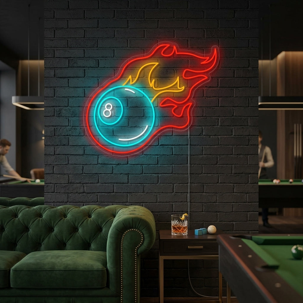 "Fire Billiards" Neon Sign