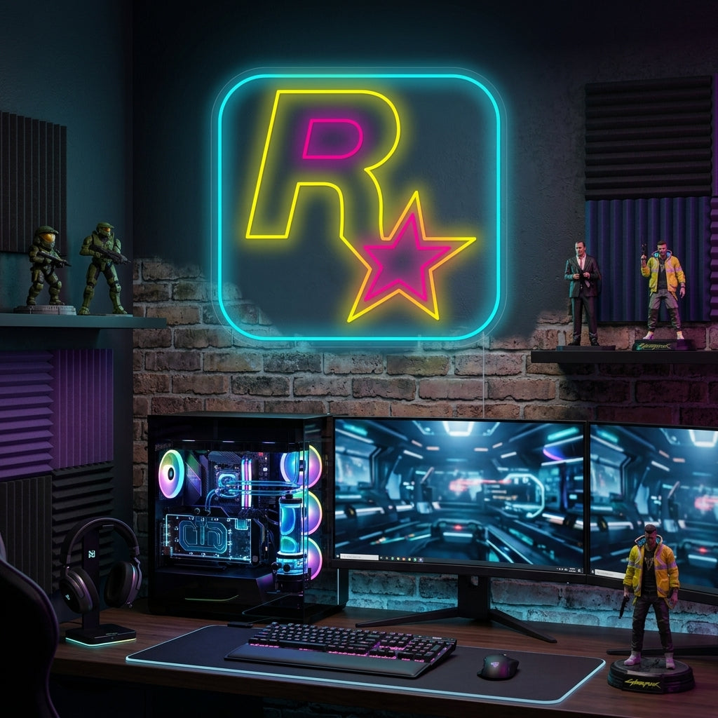 "Rockstar Games Logo" Neon Sign