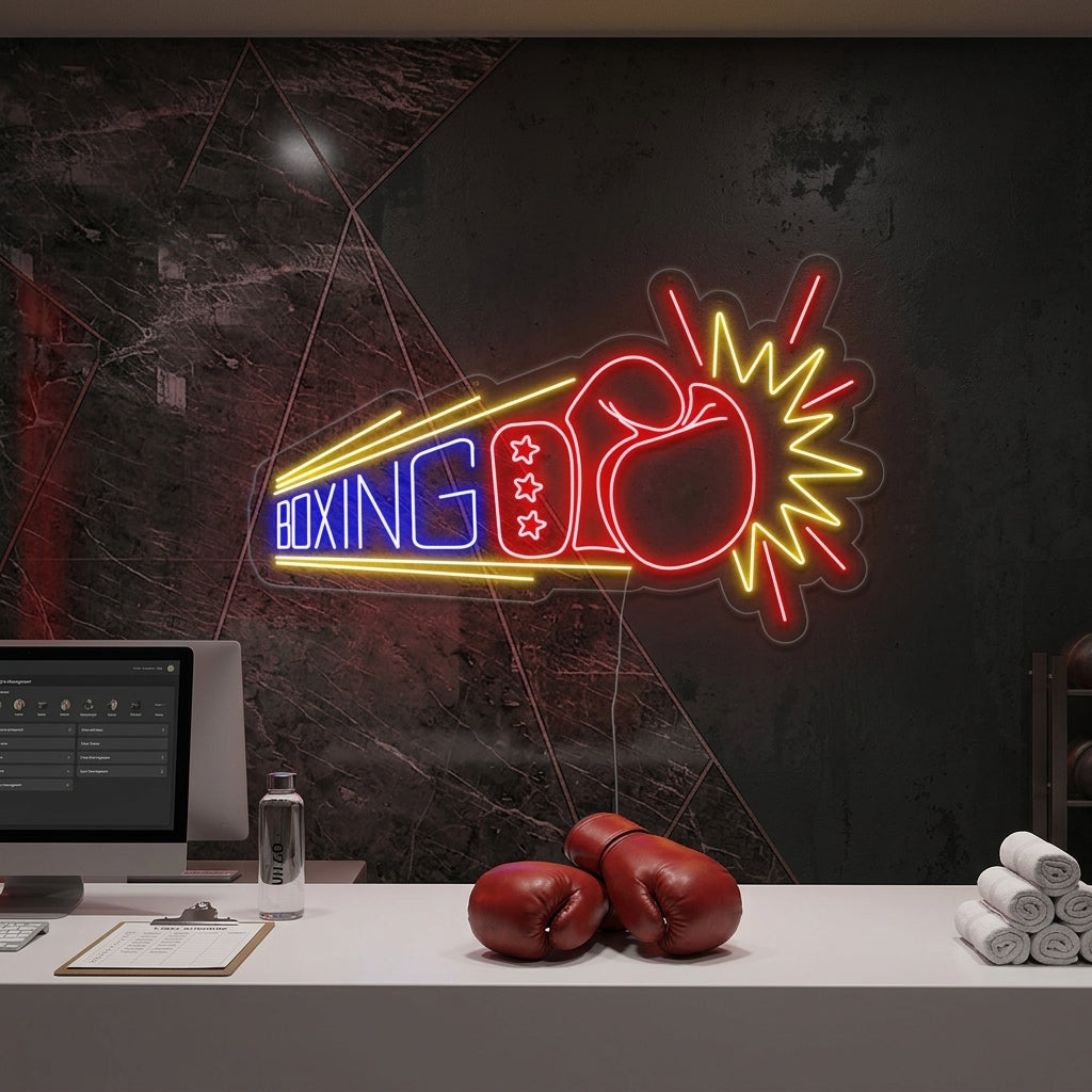 "Boxing Gloves Fiting" Neon Sign