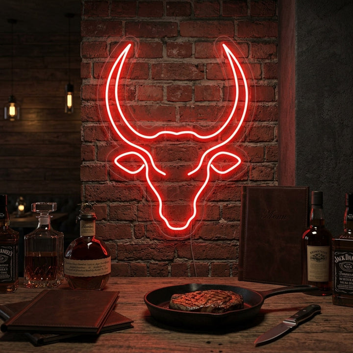 "Bull Skull Cow" Neon Sign