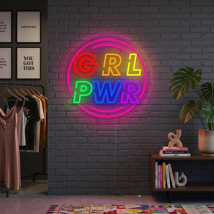 "Girl Power with Circle" Neon Sign