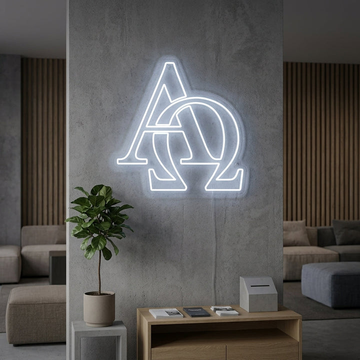 "Christian Symbol Alpha Omega" Neon Sign