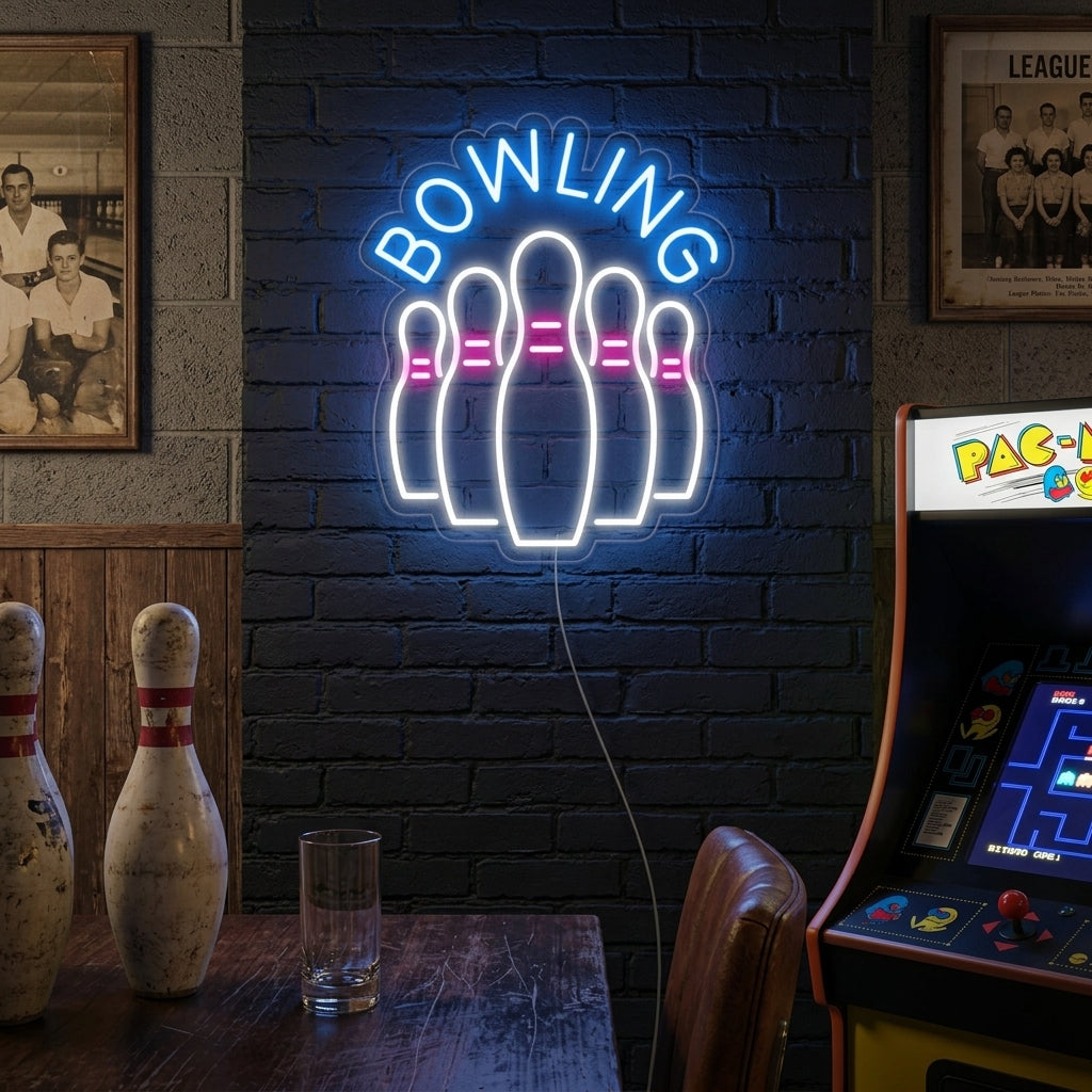 "Bowling Bottles" Neon Sign