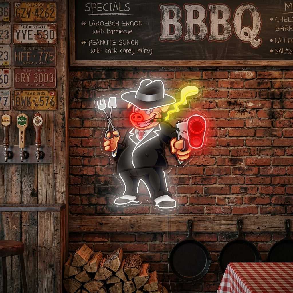 "Pig Barbeque Grills" Neon Sign