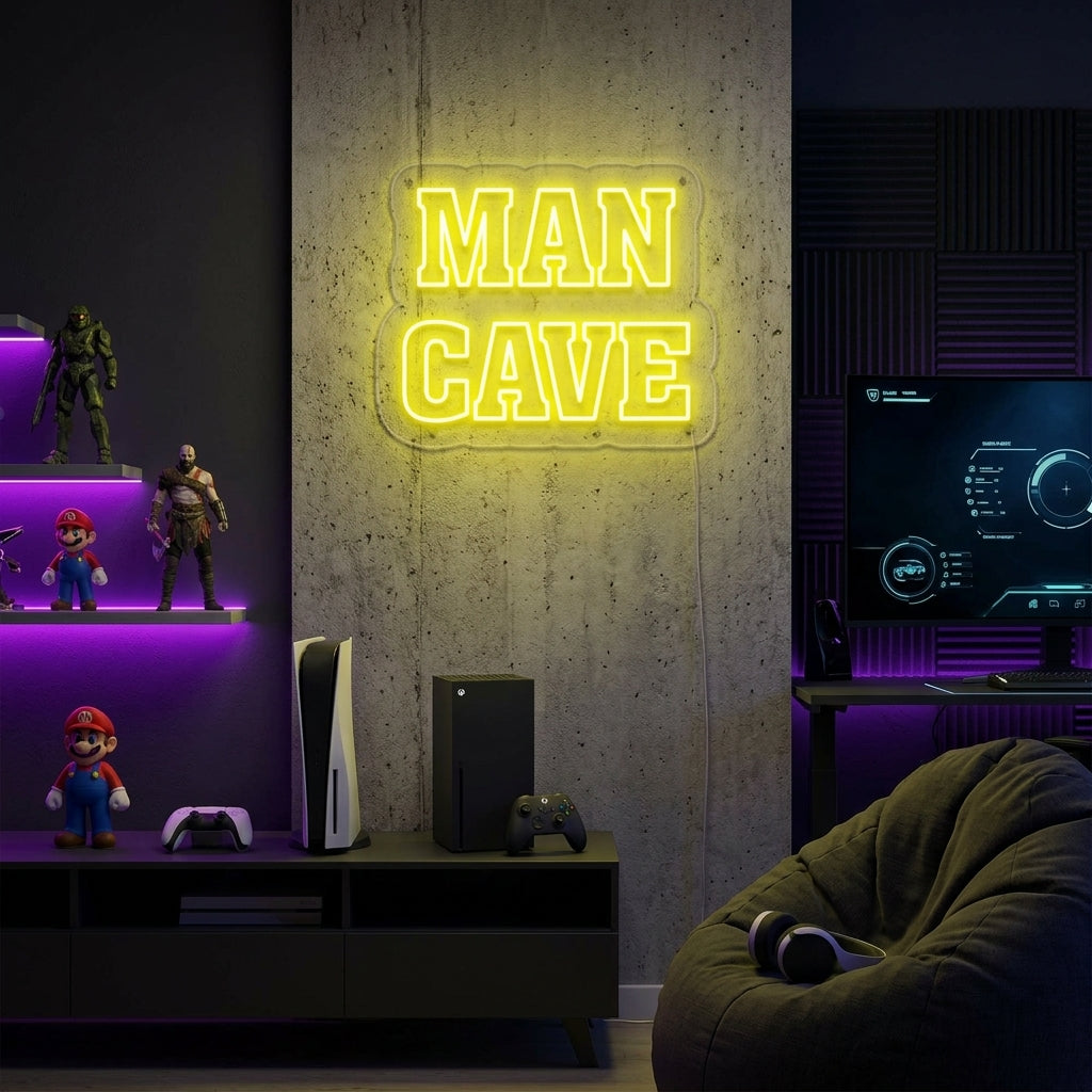 "Man Cave, Gamer Decor" Neon Sign