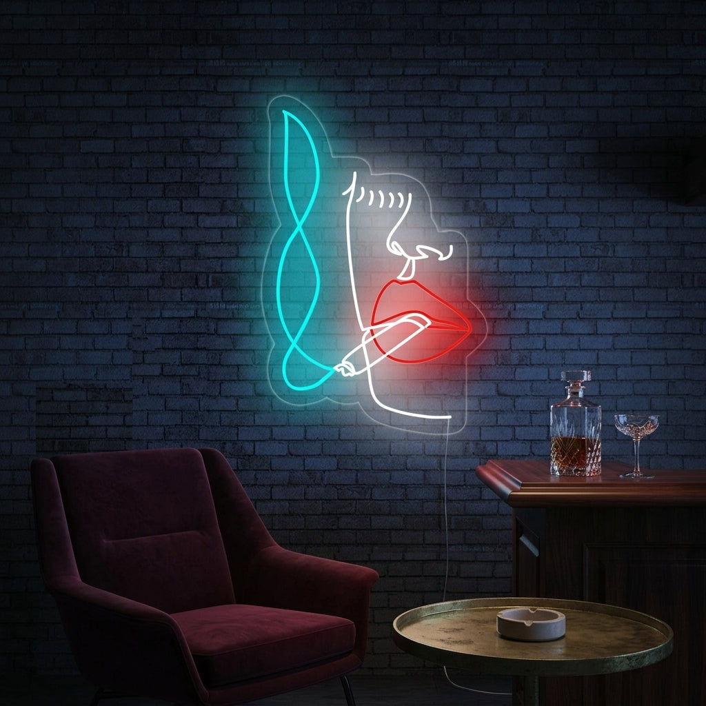 "Face of the Smoking Woman" Neon Sign