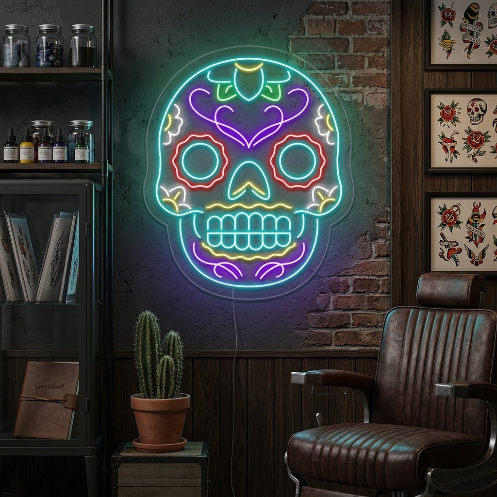"Tattoo Skull" Neon Sign