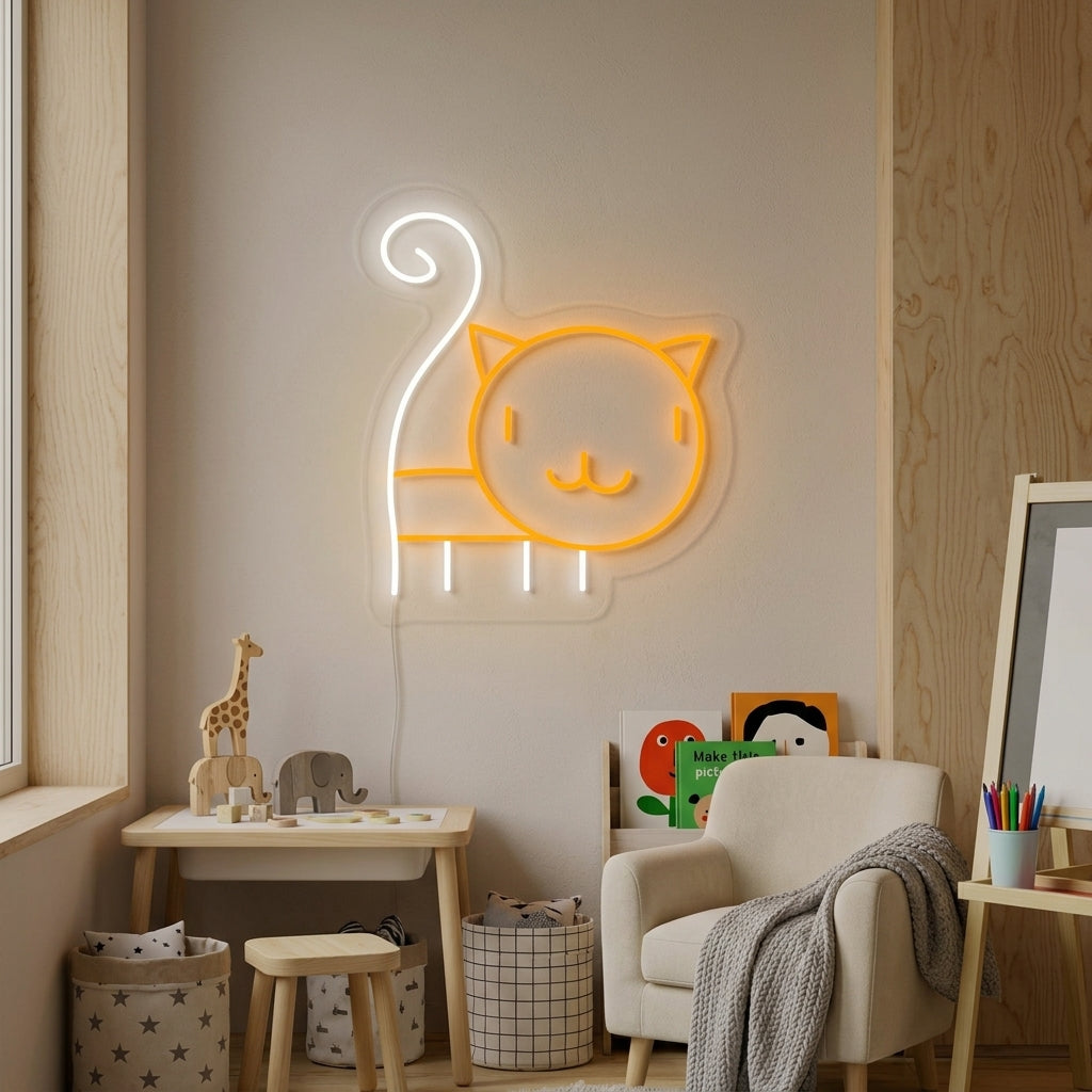 "Cat Kitty, Kids Room Decor" Neon Sign