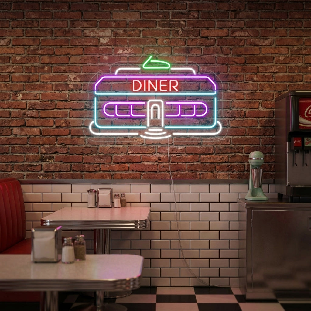 "DINER CAR 1950 Classic Retro Restaurant" Neon Sign