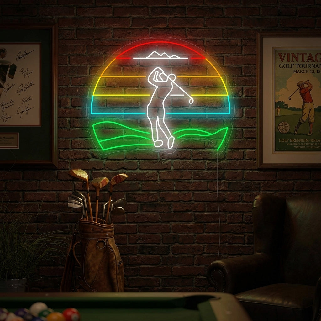 "Golfer Golfing" Neon Sign