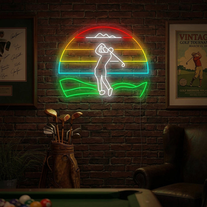 "Golfer Golfing" Neon Sign