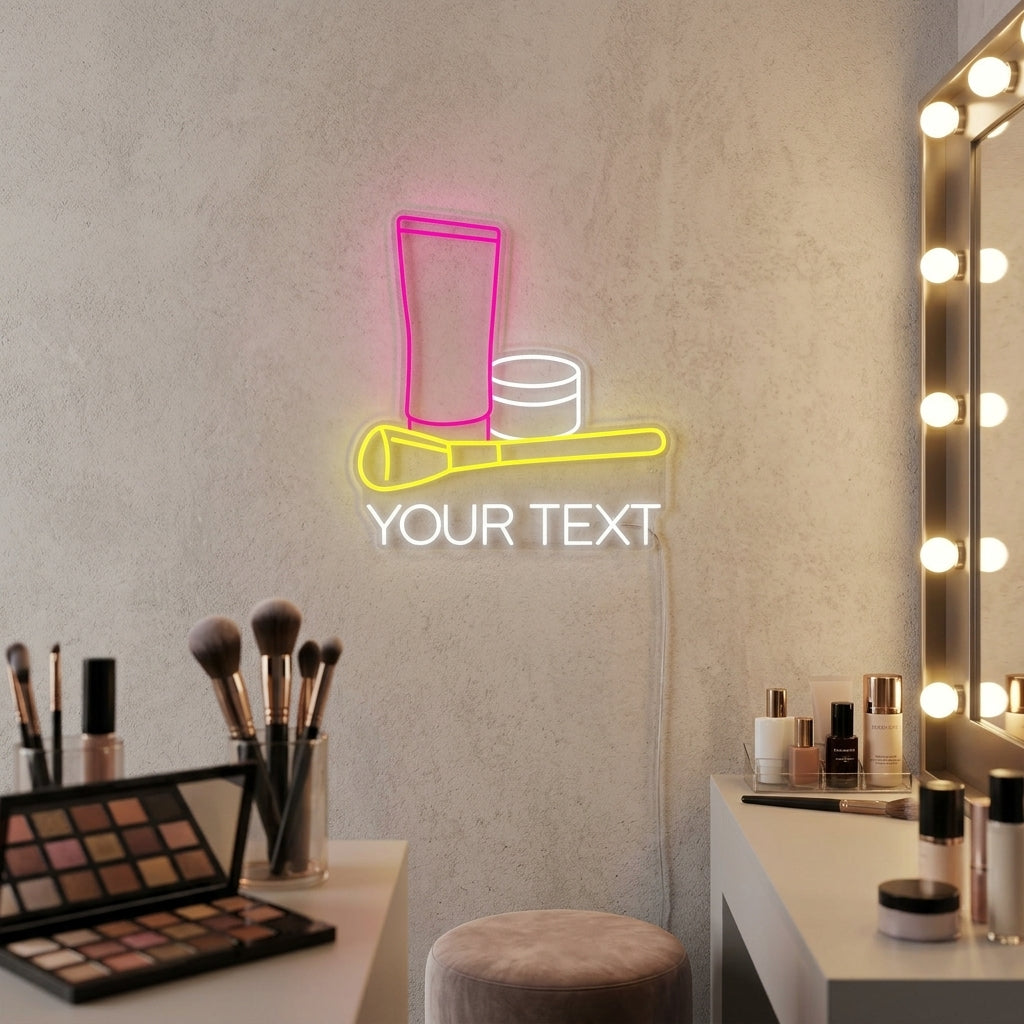 "Custom Cosmetic Makeup Beauty Salon" Neon Sign