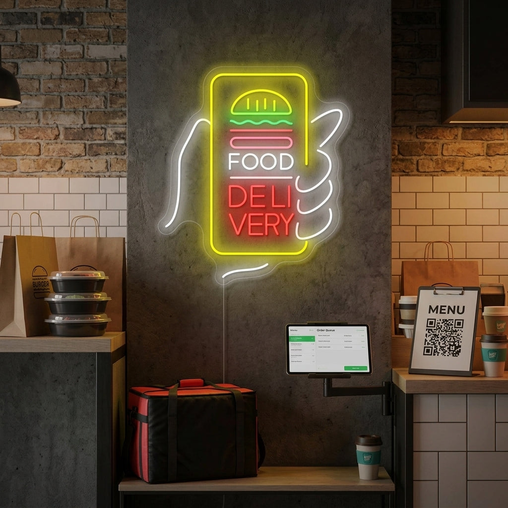 "Food Delivery" Neon Sign