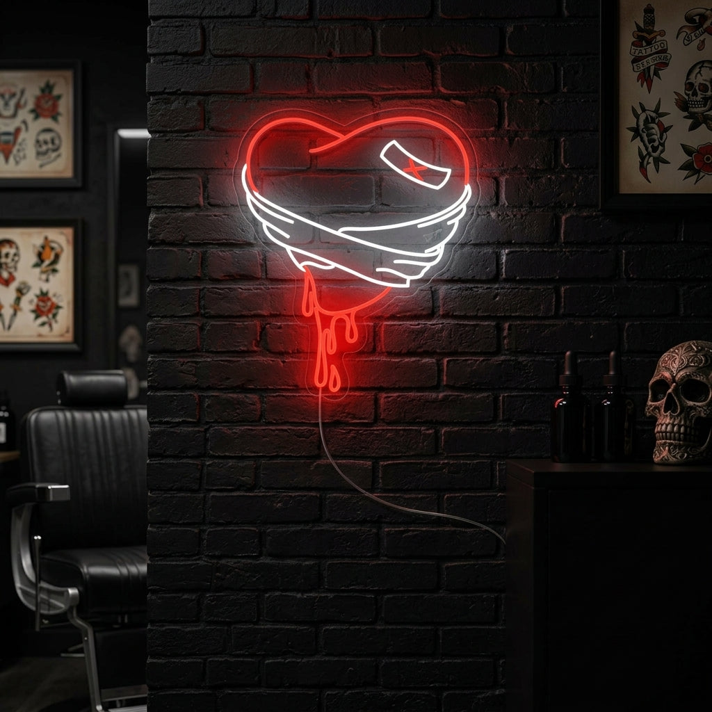 "Bleeding Broken Heart" Neon Sign