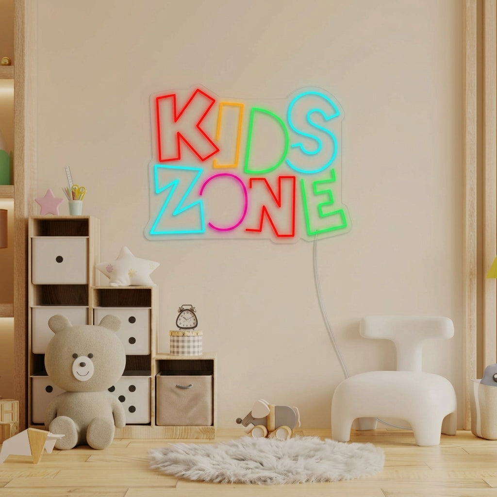 "Kids Zone, Kids Room Decor" Neon Sign