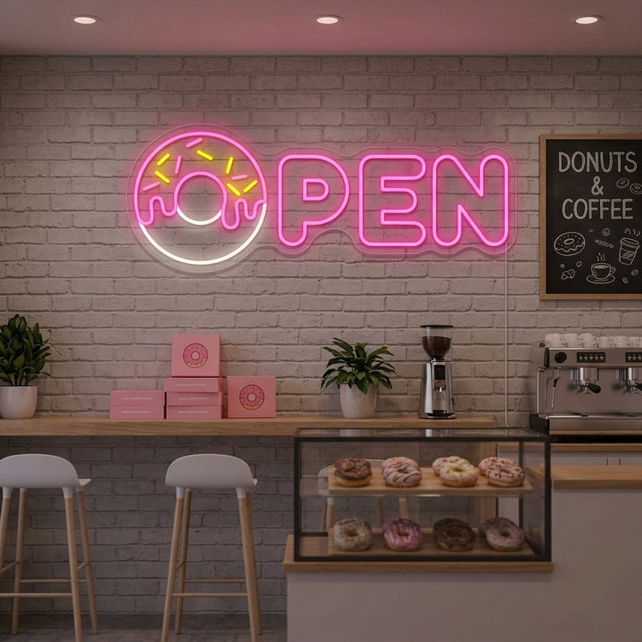 "Donut Open" Neon Sign