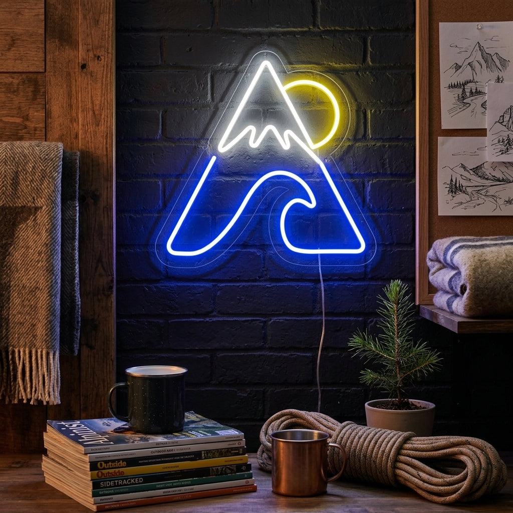 "Mountain Sea Sun" Neon Sign