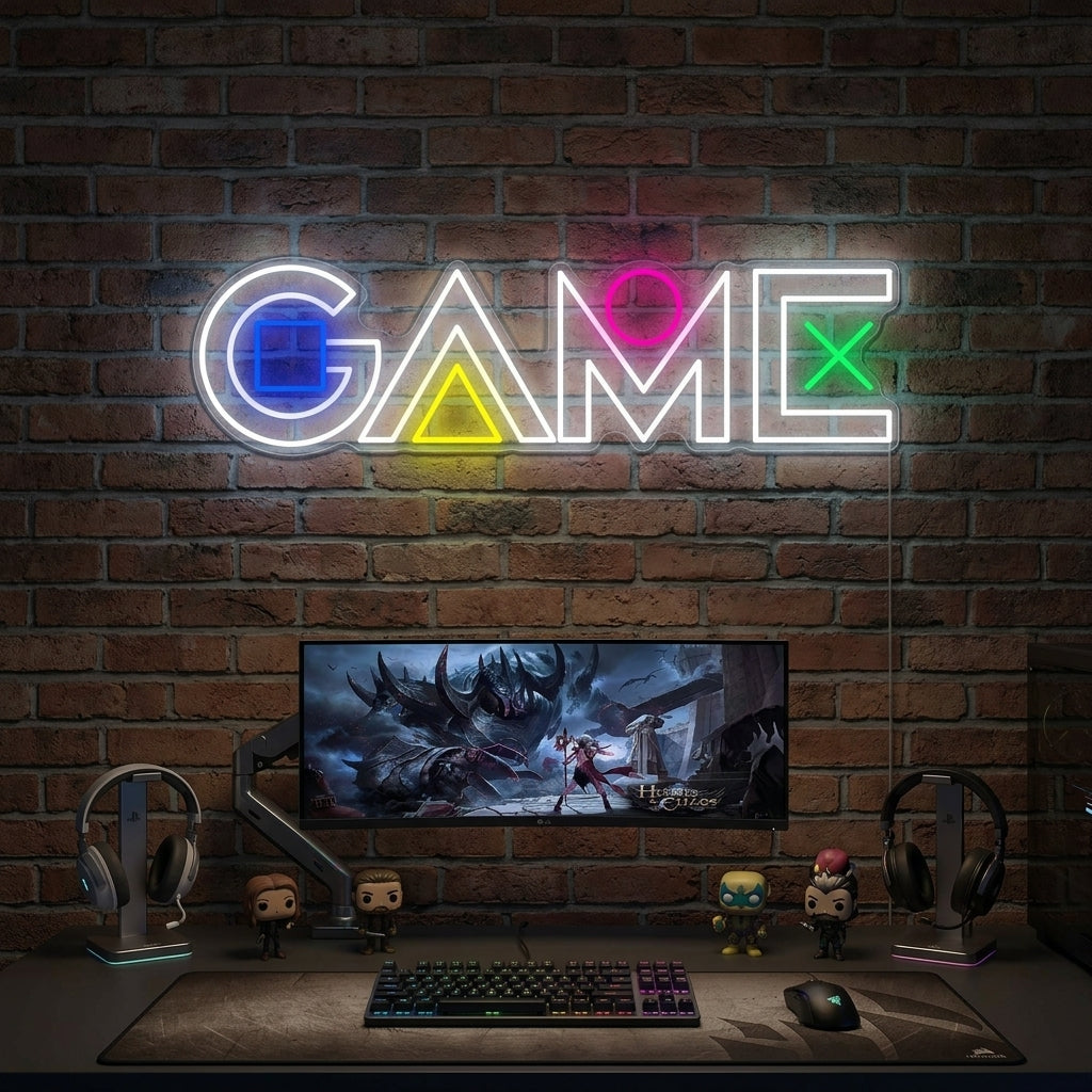 "Console Style Game Lettering " Neon Sign