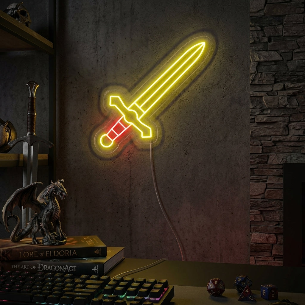 "Metal Dagger Knight Sword" Neon Sign