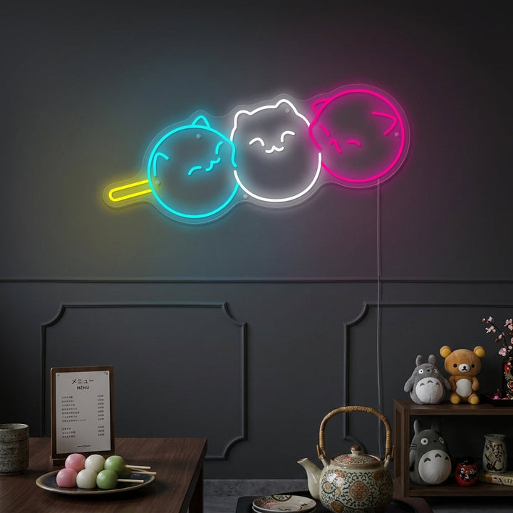 "Kawaii Japanese Dango Cat Dango" Neon Sign