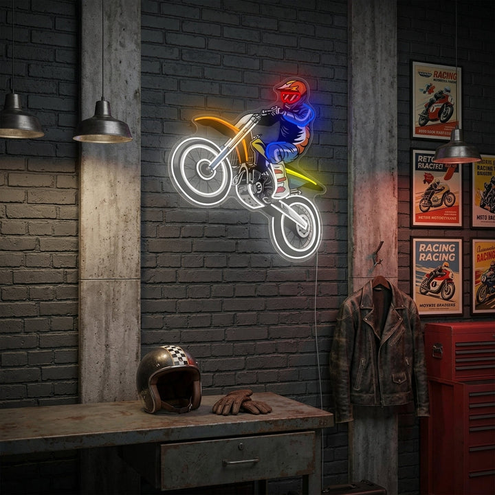"Motocross Rider Jumping Riding" Neon Sign