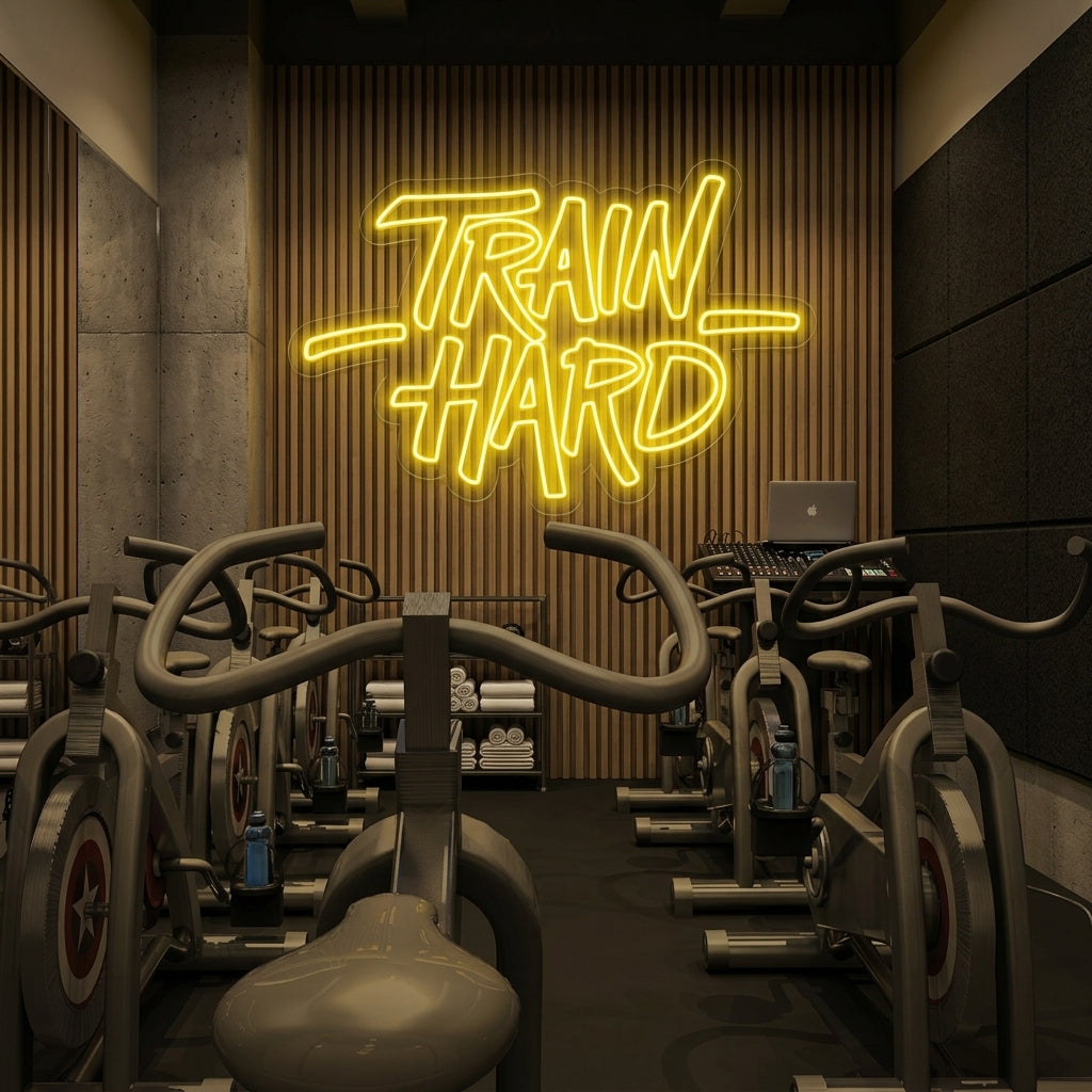 "Train Hard, Gym Decor, Gym Quotes, Fitness Quotes, Workout Quotes" Neon Sign