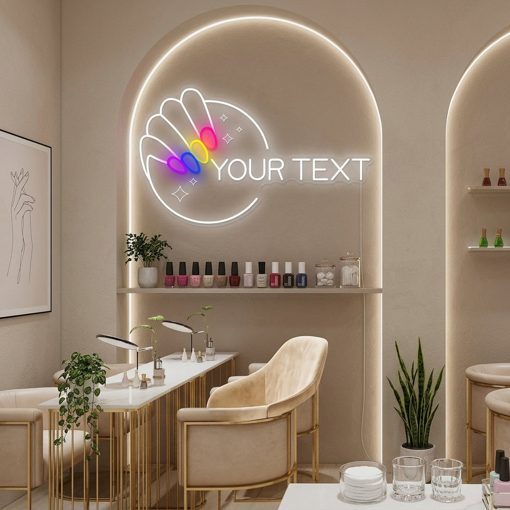 "Custom Nail Logo" Neon Sign
