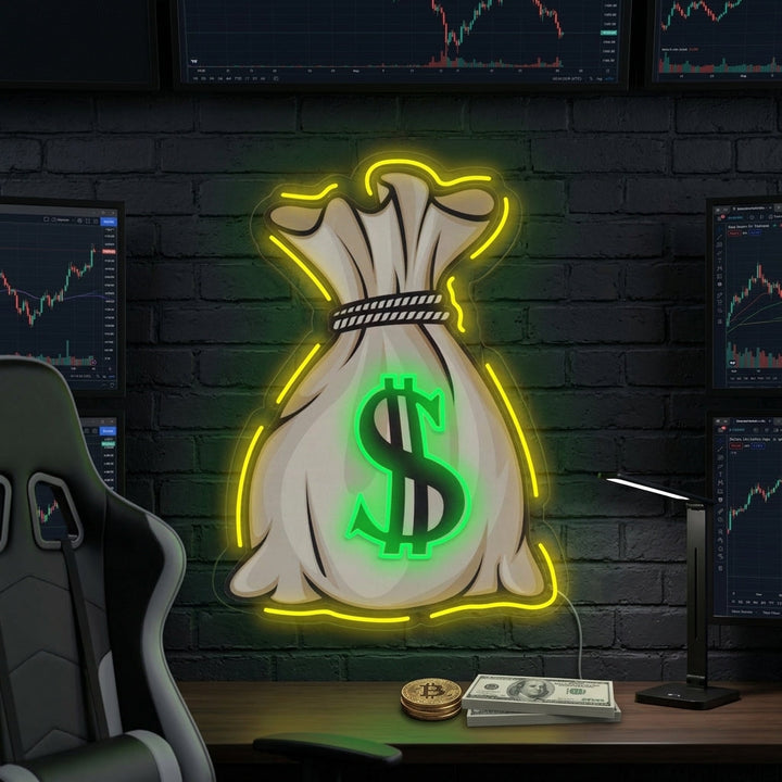 "Money Bag UV Print" Neon Sign