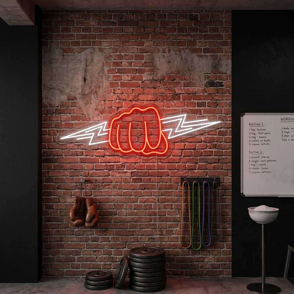 "Fist Lightning" Neon Sign