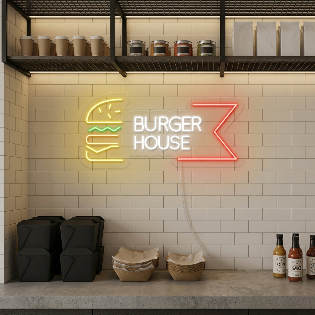 "Restaurant Burger House" Neon Sign