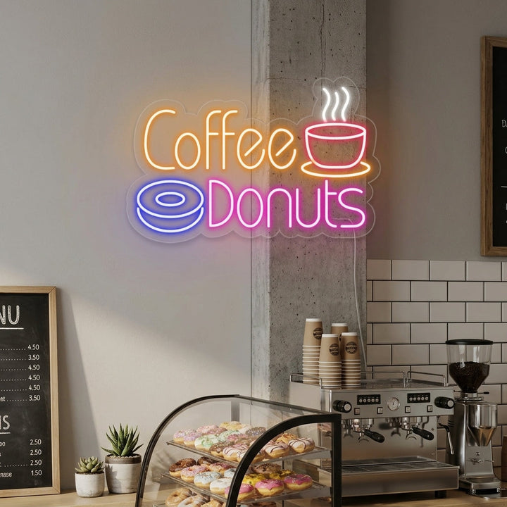 "Hot Coffee Donuts" Neon Sign