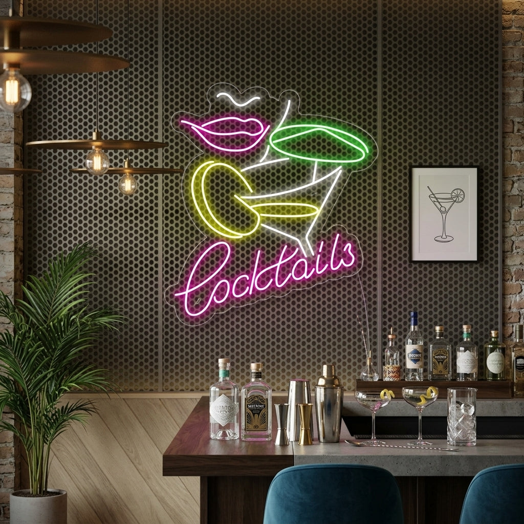 "Gin Tonic Cocktail Woman Bar" Neon Sign