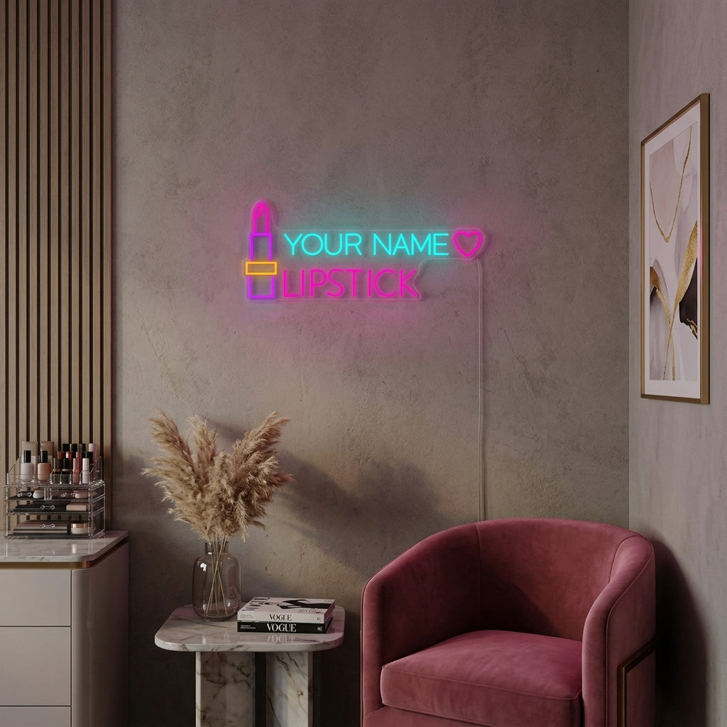 "Custom Text Lipstick" Neon Sign