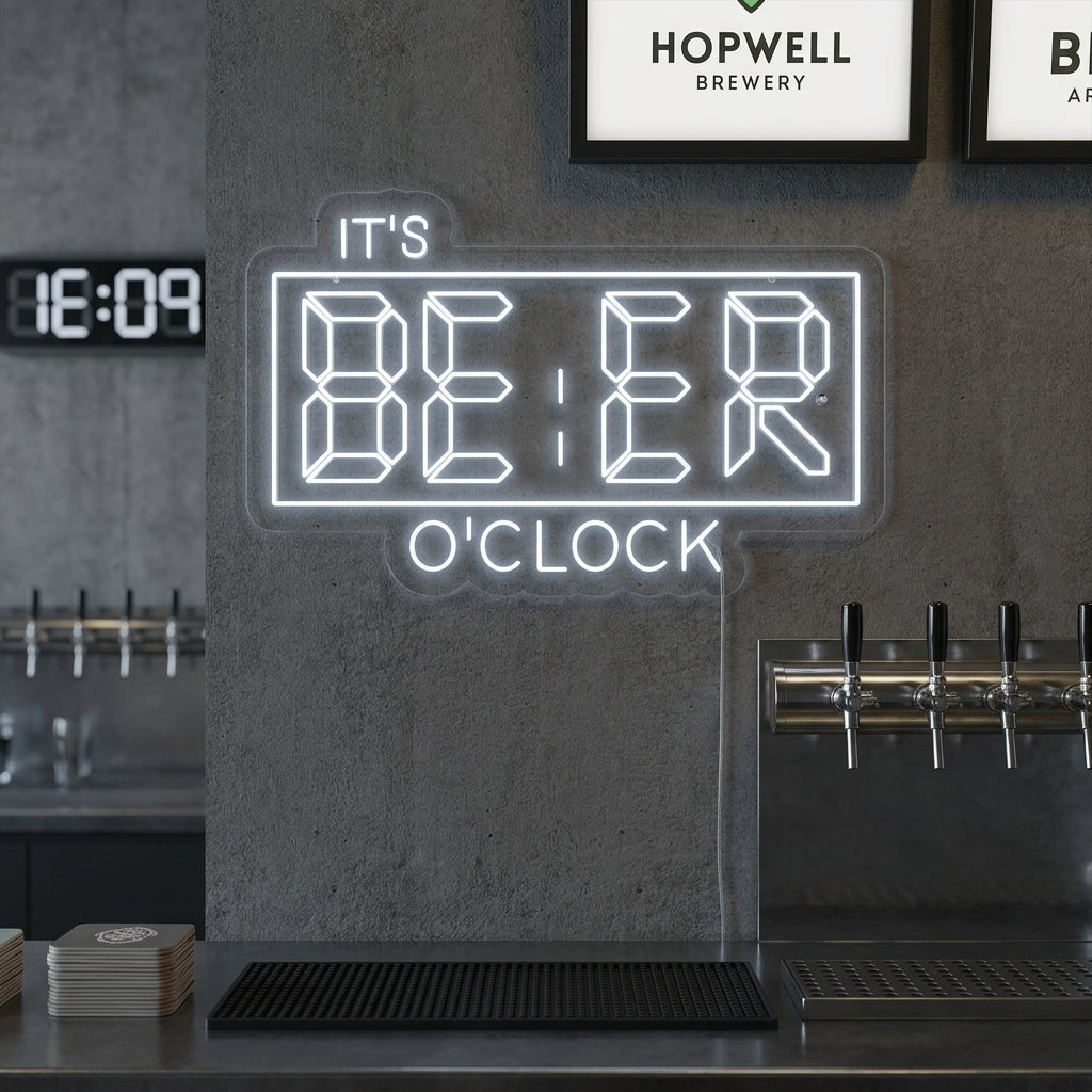 "Its Beer Oclock Bar" Neon Sign