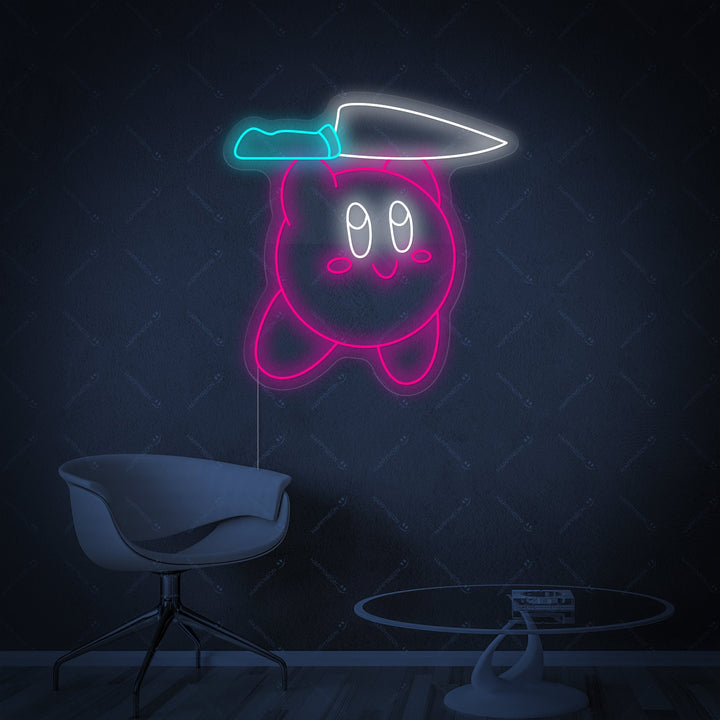 Cartoon Character with Knife Neon Sign