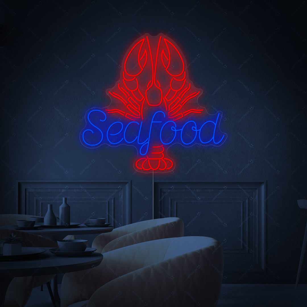 "Lobster And Seafood Lettering" Neon Sign