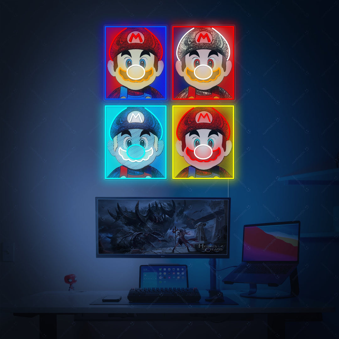 "Mario Video Game Pop Art" Neon Sign