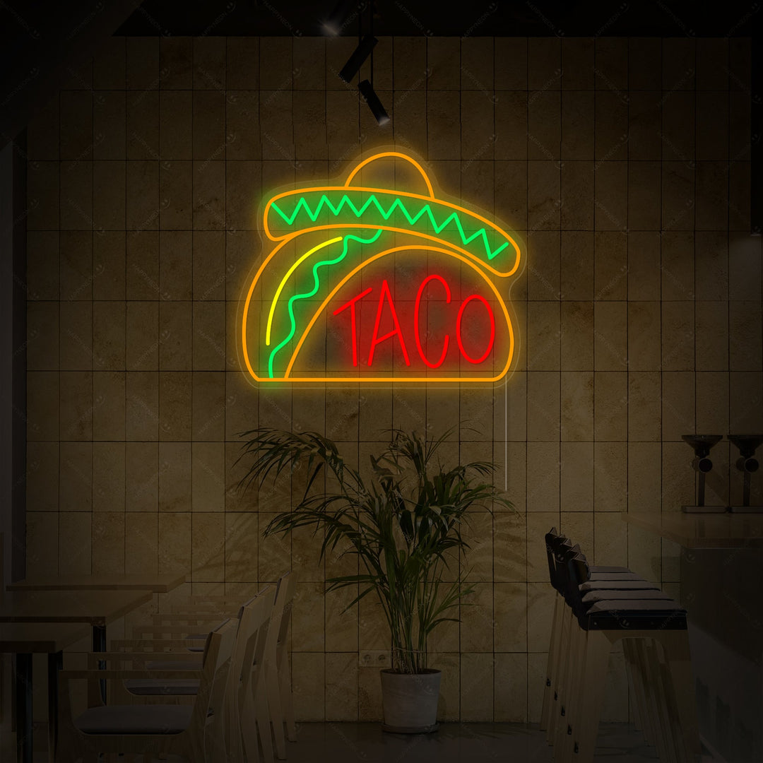 "Mexican Hat Taco" Neon Sign