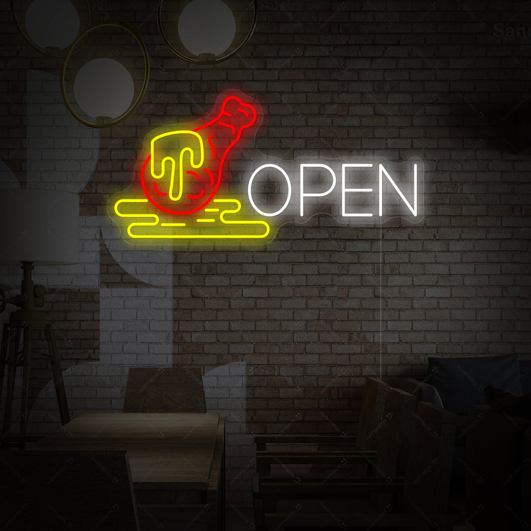 "Open Chicken" Neon Sign