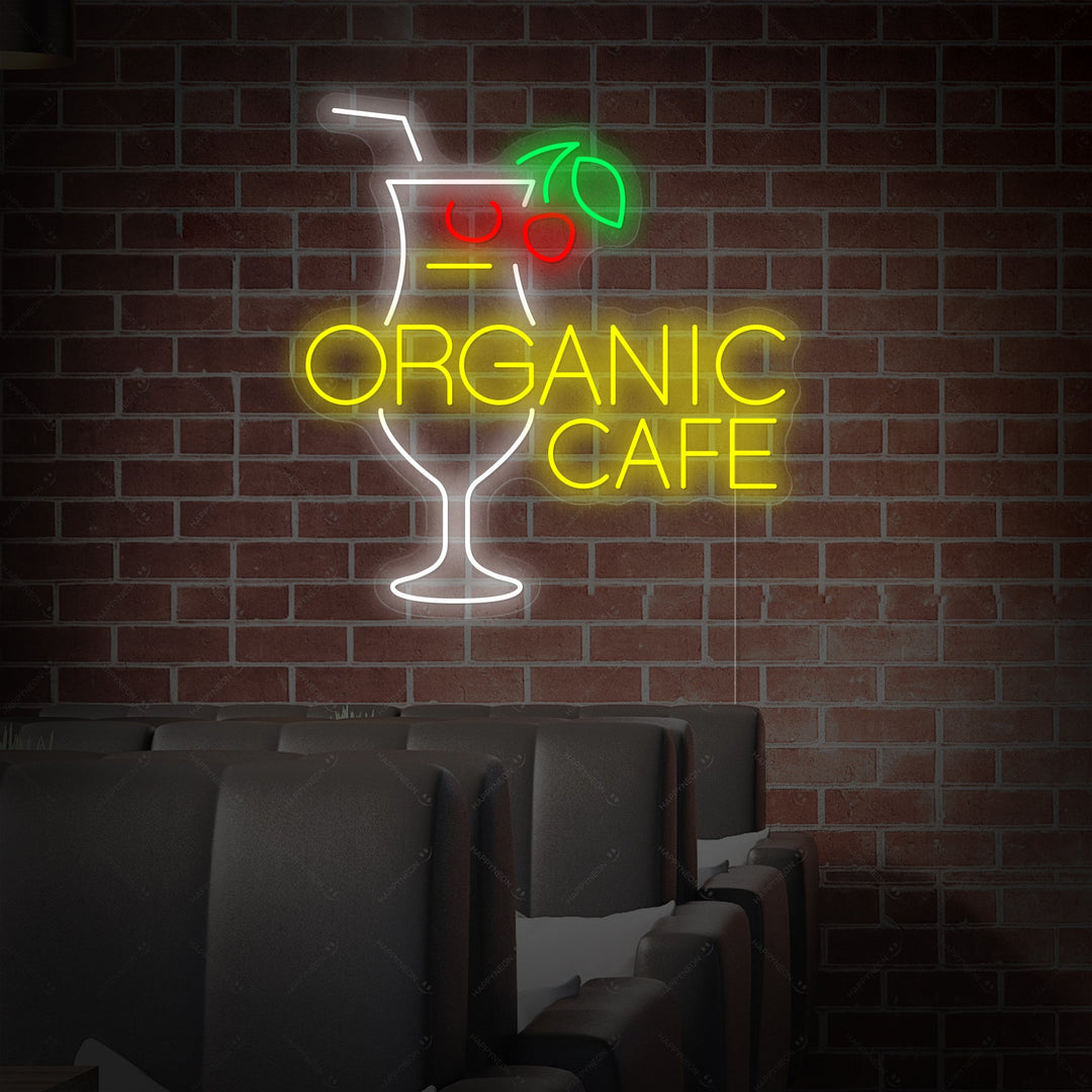 "Organic Cafe" Neon Sign