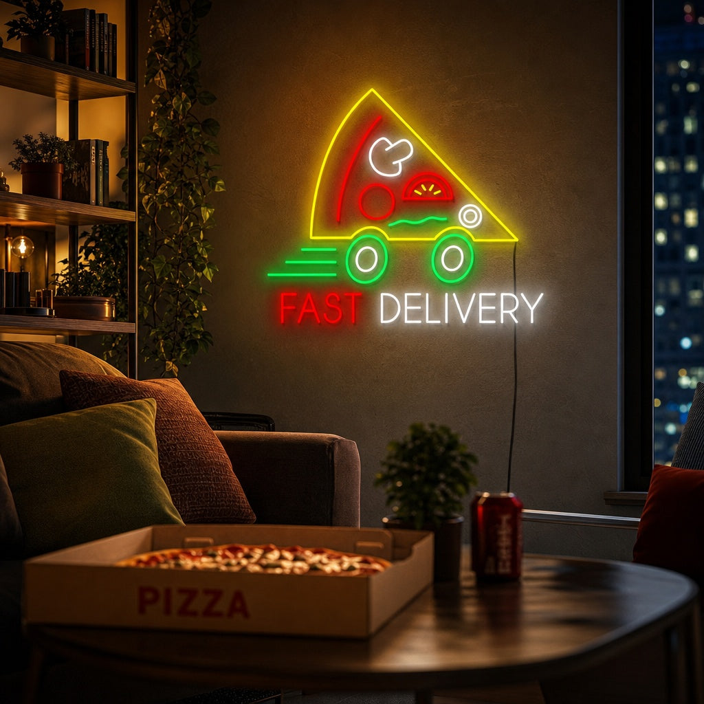 "Pizza Fast Delivery" Neon Sign
