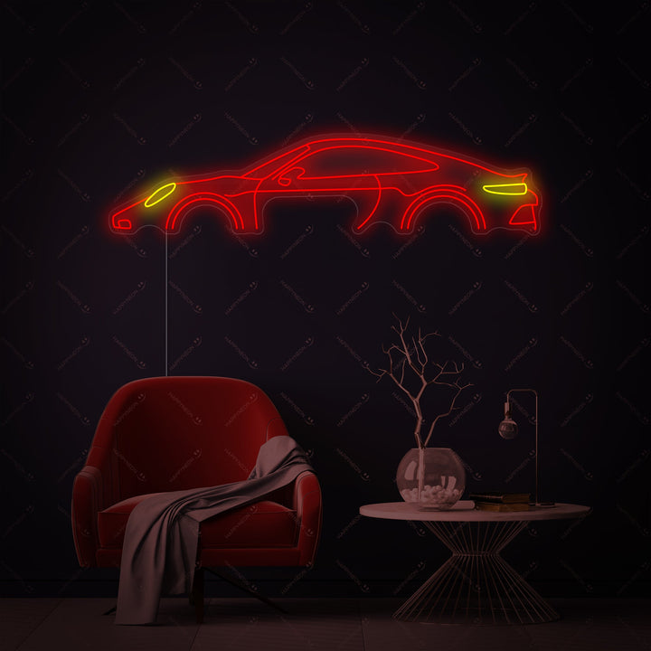 Classic Sports Car Outline Neon Sign