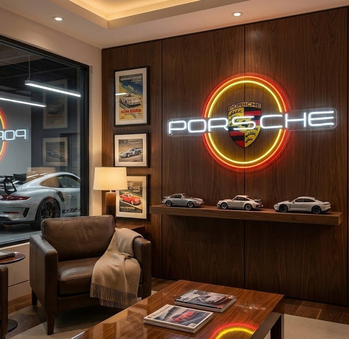 Sports Car Circle Emblem Neon Sign