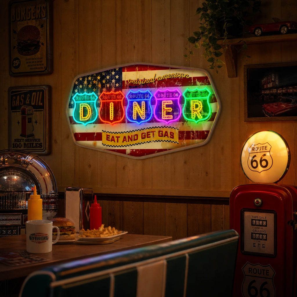 "Retro Route Diner" Neon Sign