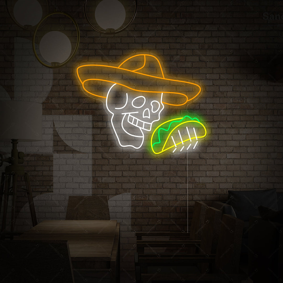 "Skull With Tacos" Neon Sign