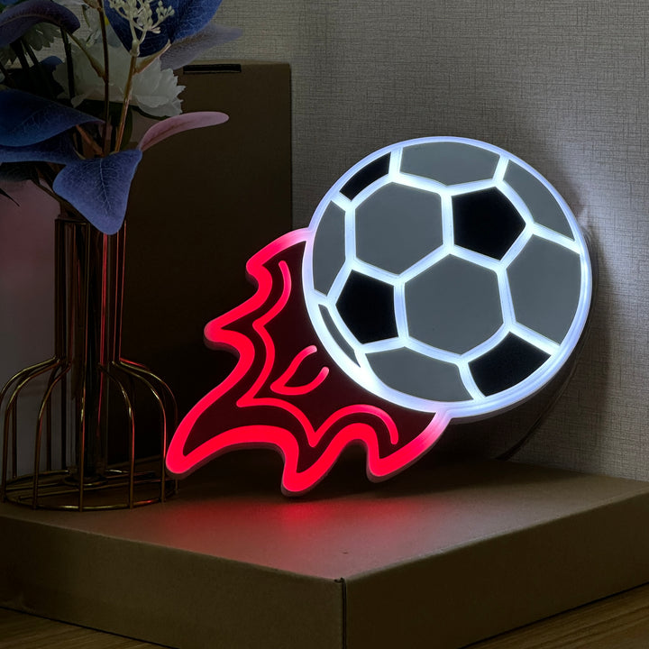 "Flaming Soccer Ball" Neon Like Sign