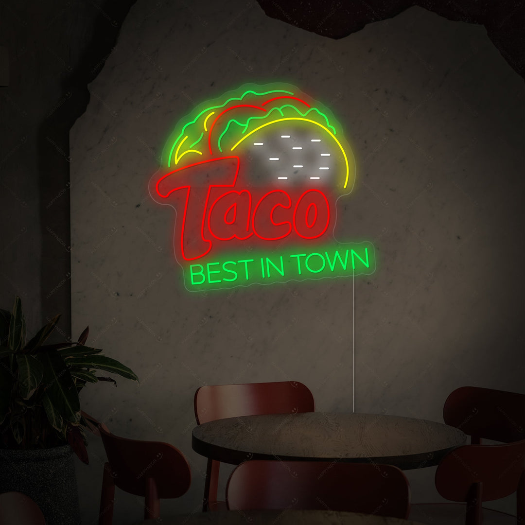 "Taco Best In Town" Neon Sign