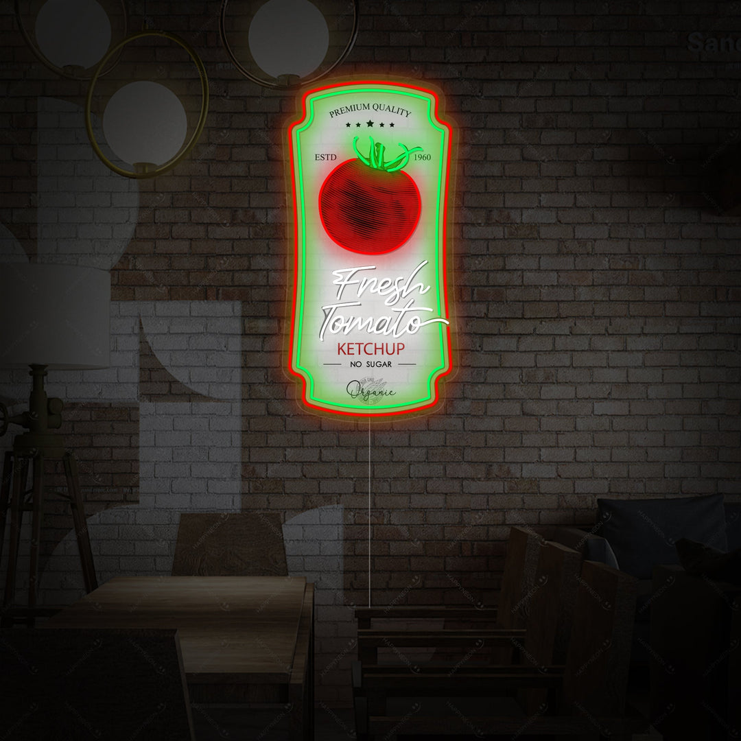 "Tomato Ketchup Sauce Badge" Neon Sign